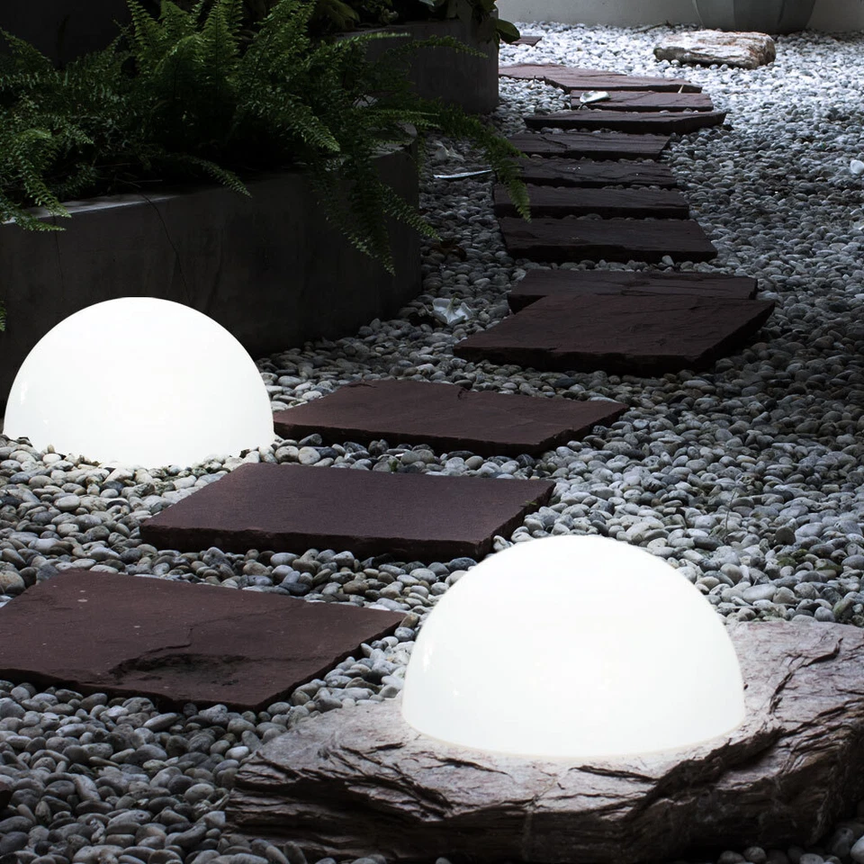 Solarleuchte Außenlampe Kugelleuchte LED Halbkugel Gartendeko weiß Hof 2er Set - Bild 3 von 4