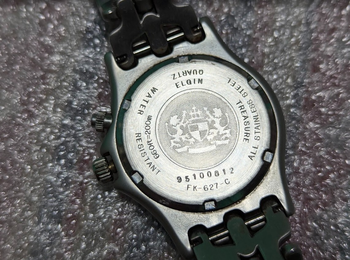 RARE WATCH Elgin International Aerobright FK-627-C Diver.Ivory