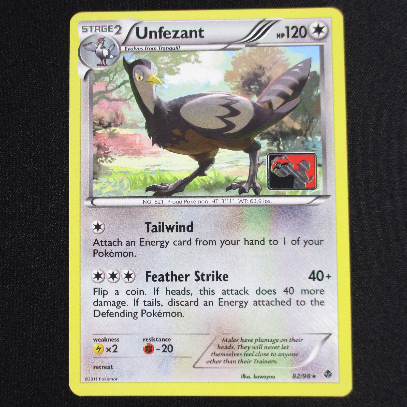 Unfezant 82/98 Reverse Holo Emerging Powers Play League Promo Pokemon TCG LP