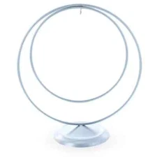 Double Circle Silver Metal Solid Round Base Ornament Stand Holder