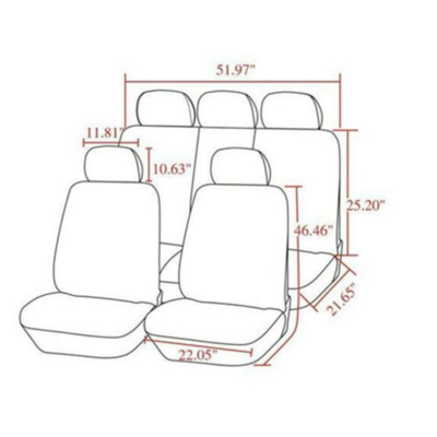 BCSMMCAR Full Set PU Leather Seat Covers For 5-Seat Cars – Black/Gray – Universal Fit
