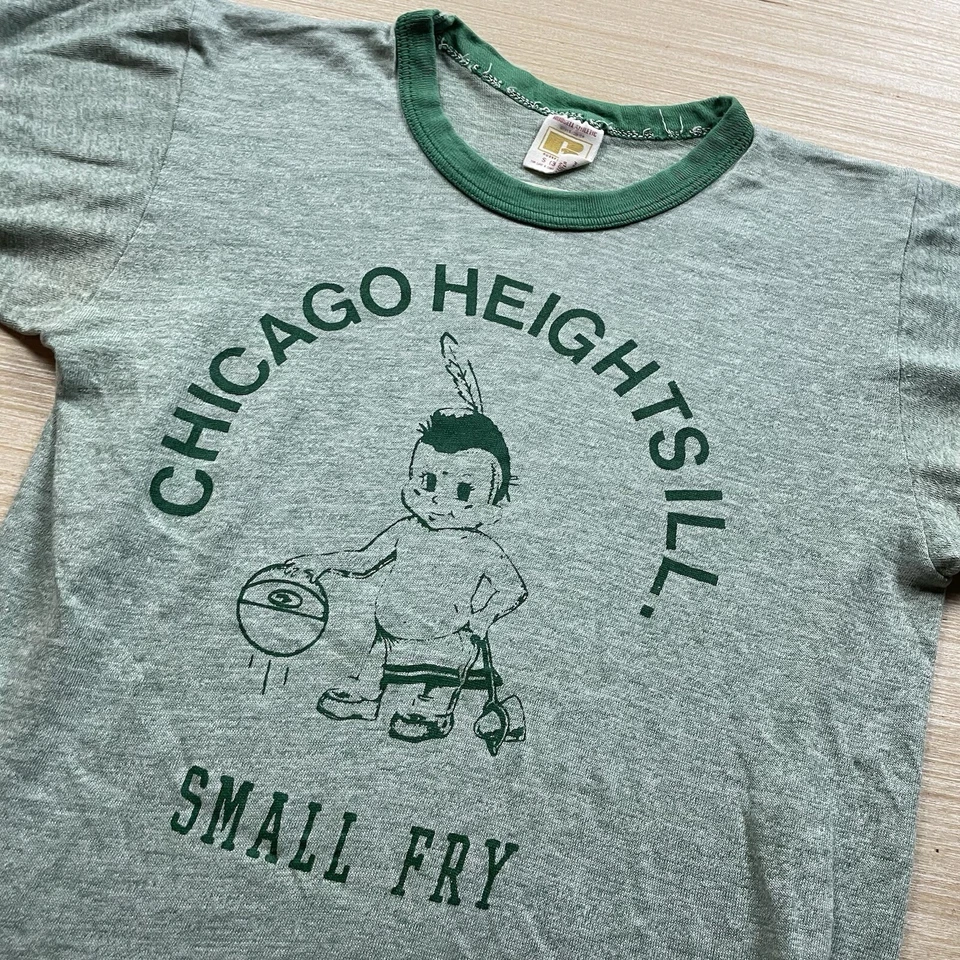 Vintage 70s Russell Athletic Rayon Tri Blend Gold Tag T Shirt Ringer S Small Fry - Image 2 of 4