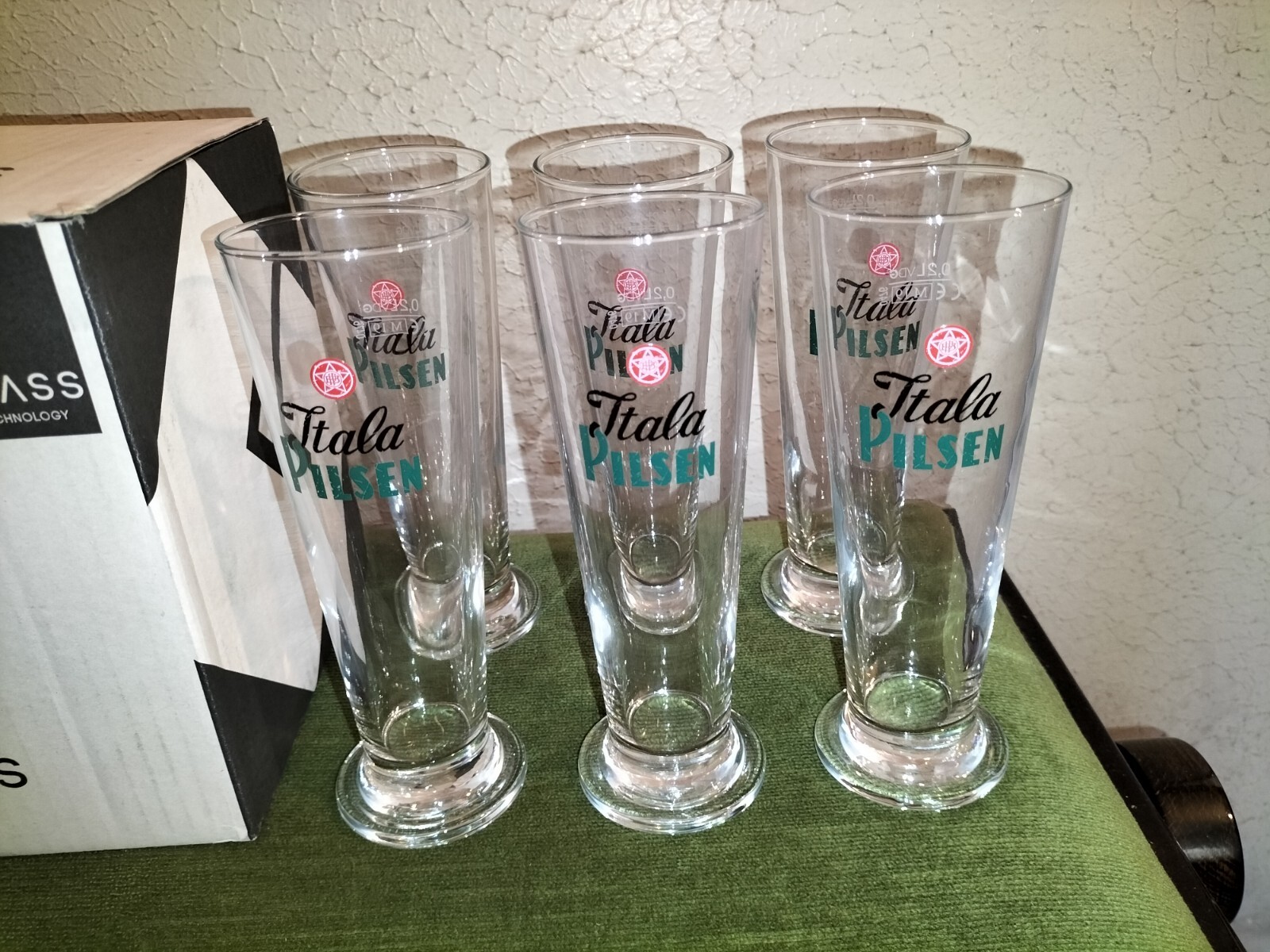 Set 6 Trinkgläser Von Glas Werbung Bier Italienisch Itala Pilsen Von 0,2 L Neu