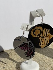 African Print Two Sided Wooden Earring African Queen Black Earrings