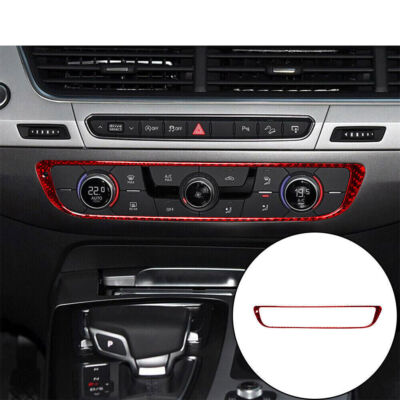 Red Carbon Fiber Interior Climate Console Cover Trim Sticker For Audi Q7 2016-19