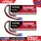 2pcs 4S 5200mAh 14.8V EC5 Lipo Battery for RC Car Truck Racing Boat FPV UAV