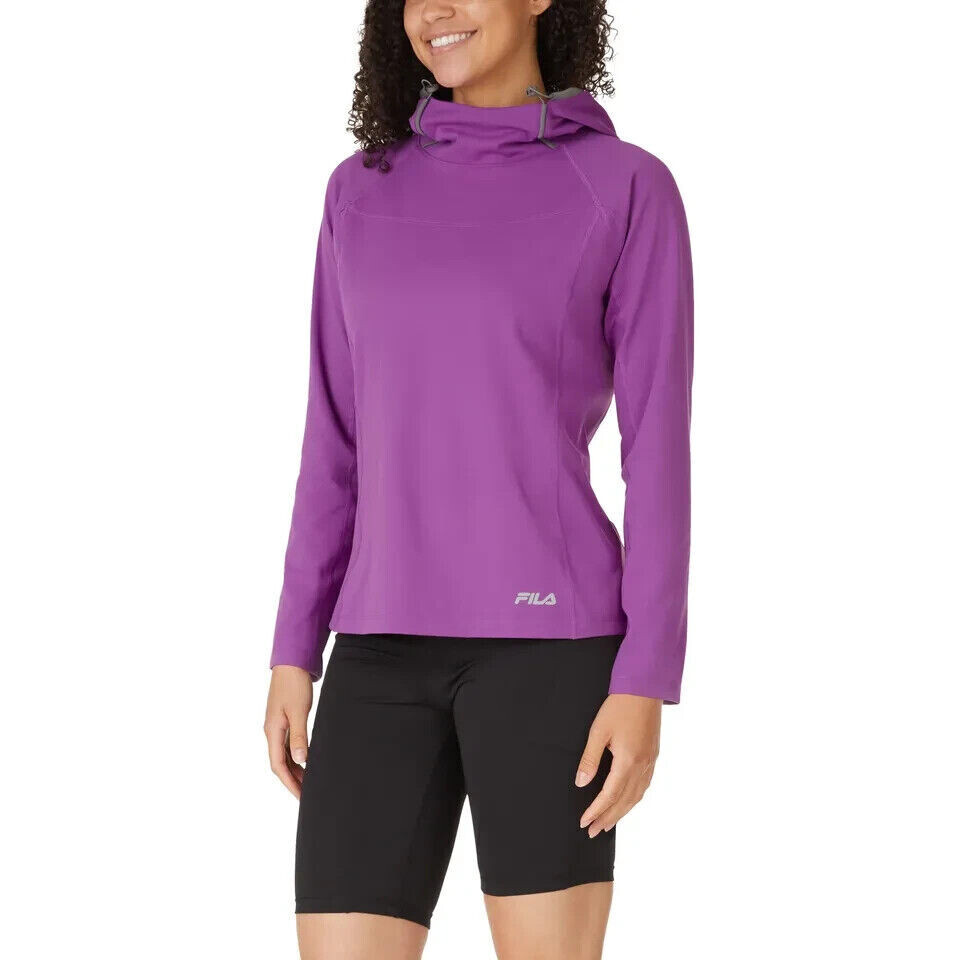 FILA Felpa con Cappuccio da Allenamento Donna Collo ad Imbuto Viola Small