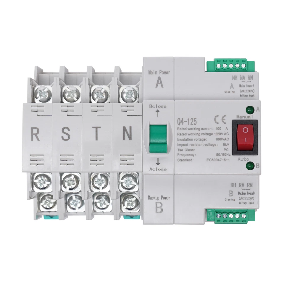 Fuente de alimentación doble 100A 4P Interruptor automático Interruptor de alimentación Interruptor de transferencia - Imagen 3 de 4
