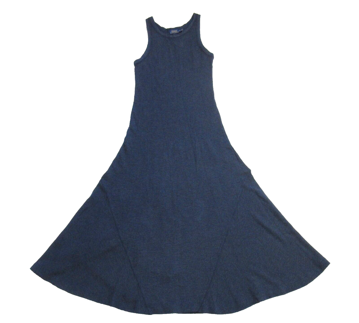 NWT Polo Ralph Lauren Waffle Knit Maxi in Medieval Blue Thermal Tank Dress S