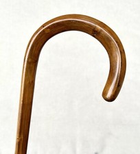 Vintage Antique Square Shape Wood Shaft Crook Handle Fancy Walking Stick Cane