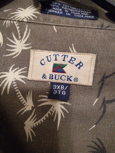 Vintage Cutter and Buck Button Up Shirt Mens 3X Multicolor Palm Tree Print - Picture 3 of 7