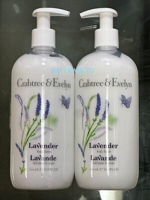 (2-Pk) Crabtree & Evelyn LAVENDER BODY LOTION Note of Violet Tonka Bean & Musk