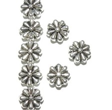 MBL7122 Antiqued Silver 10mm Flat Scalloped Daisy Flower Metal Bead 100pc
