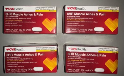 LOT OF 4, CVS HEALTH ACETAMINOPHEN 650mg, 100 CAPLULES EACH.  EXP: 04/26.
