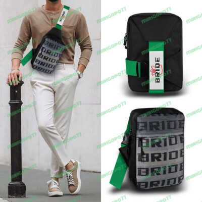 JDM Gradation Crossbody Shoulder Bride Racing Bag With Green Straps Backpack New