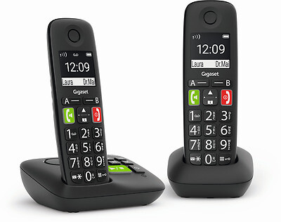 Gigaset E290A Duo Schwarz Kabelloses Festnetztelefon 2'' inkl. Basisstation DECT