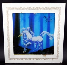 Vintage 1987 Framed Glass Unicorn Mirror Carnival Circus Fair Prize 8" Square #3