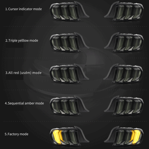 Luces traseras transparentes estilo EURO 5 modos para Ford Mustang 2015-2022 con L+R secuencial - Imagen 3 de 12