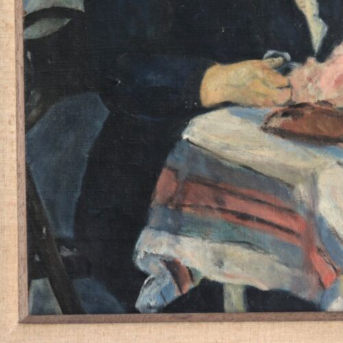 Vtg Impressionist Painting Woman Sewing Signed Mystery Artist Early California - Picture 7 of 24