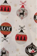 Christmas Ornaments Among Snowflakes Vinyl Flannel Back Tablecloth Var Sizes