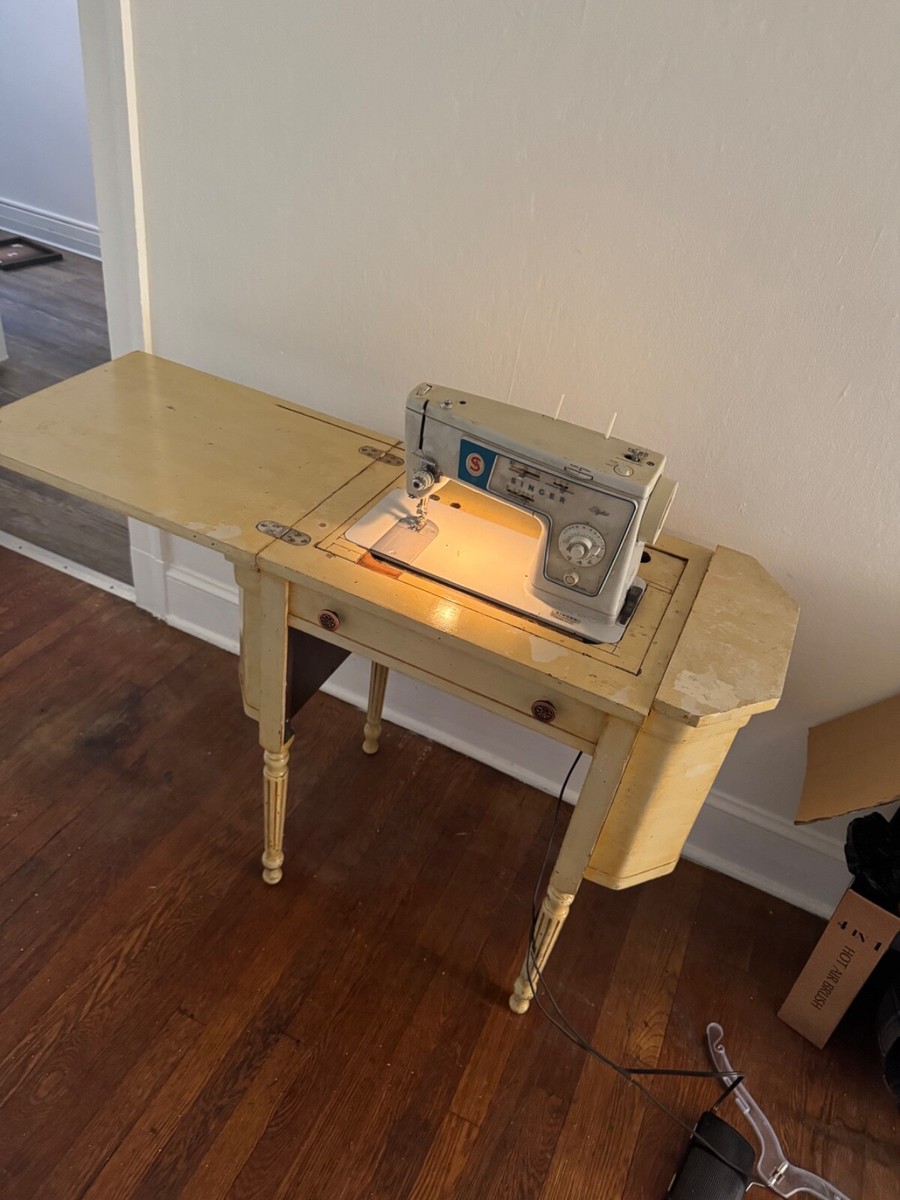 1955 Vintage SINGER 15-91 Sewing Machine In Hideaway Wood Table | eBay