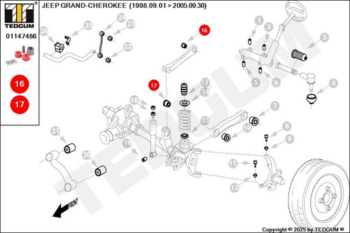 01147486 COUSSINET DE BRAS DE COMMANDE EN POLYURÉTHANE CHEROKEE, GRAND-CHEROKEE - Imagen 5 de 7