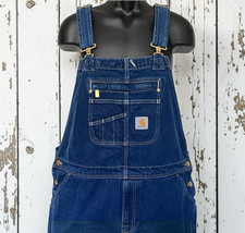 Carhartt Denim Bib Overalls OR4672 42 x 29 Loose Fit Workwear Farm Carpenter
