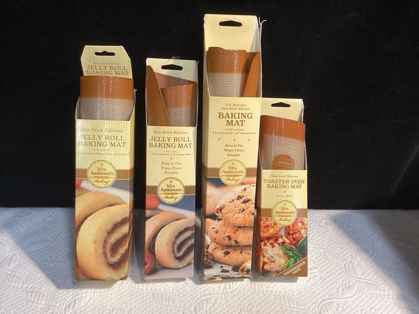 Lot Of 4 Mrs. Anderson's Non stick Silicone Baking Mats Assorted Sizes