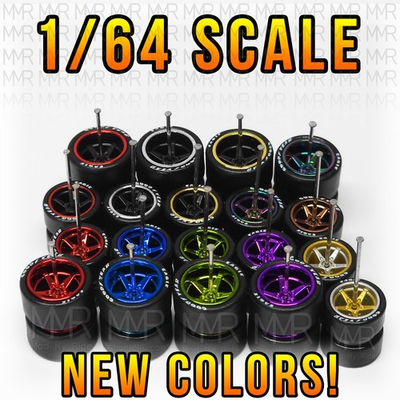 #ad #ad 1 64 Scale 5 SPOKE v7 NEW Real Rider Wheels Rims Tires Set for Hot Wheel Customs $1.99