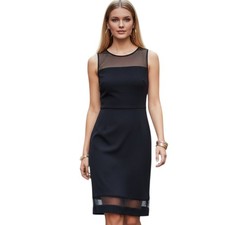 Vince Camuto Dress Womens Small S Black Sheer Mesh Panel Illusion Yoke LBD EUC