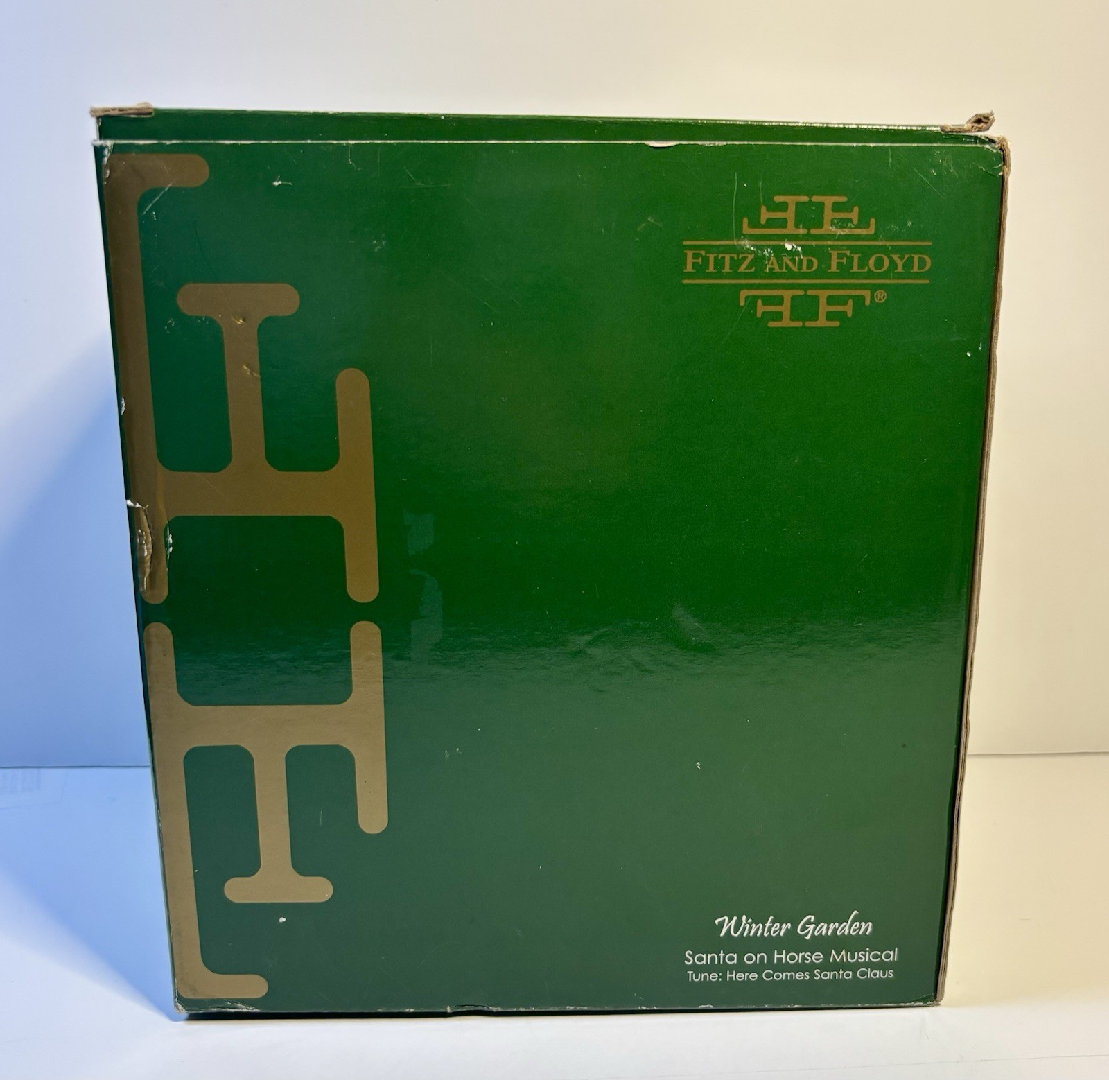 Fritz and Floyd Christmas Winter Garden Santa on a Horse Musical Green IOB