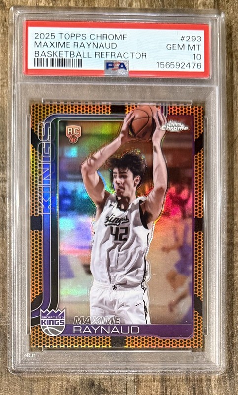 2025 TOPPS CHROME BASKETBALL REFRACTOR RC🔥MAXIME RAYNAUD PSA 10💎Rookie📈SP