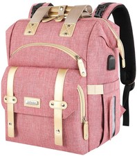 Diaper Bag Backpack, Pink Baby Girls Diaper Bag for Mom, Travel Baby Bags Bac...