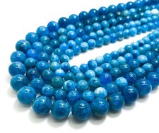 High Quality AAA Grade Natural Blue Apatite Smooth Polished Round Gemstone Beads