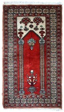 Tappeto di Preghiera VINTAGE Lahore (Pakistani) – Lana ROSSA Brillante 62 x 92cm