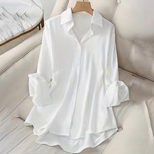 Plus Size Women s Lapel Long Sleeve Casual Office Blouse
