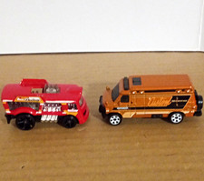 Lot of 2 Diecast Toy Vehicles - Red Truck  Orange Van, Van Vehicle Type Custom
