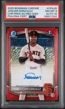 Josuar Gonzalez 2025 Bowman Chrome Red Shimmer Auto /5 #CPA-JD PSA 8 Auto 10