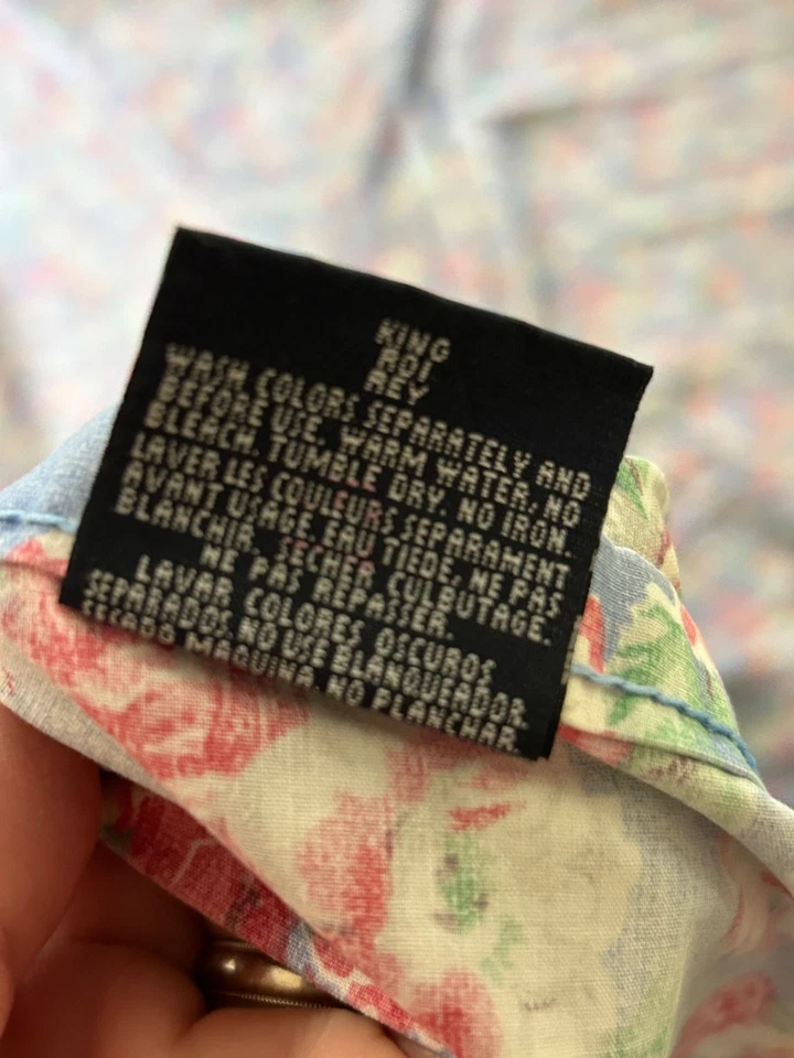 Ralph Lauren Home Hope Azul Rosa Rosas Floral Suave Algodón Sábana Plana King Foto 3 de 4