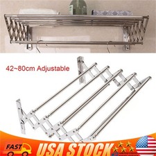 Wall Mounted Clothes Drying Rack Shelf Folding Dryer Hanger For Laundry Room