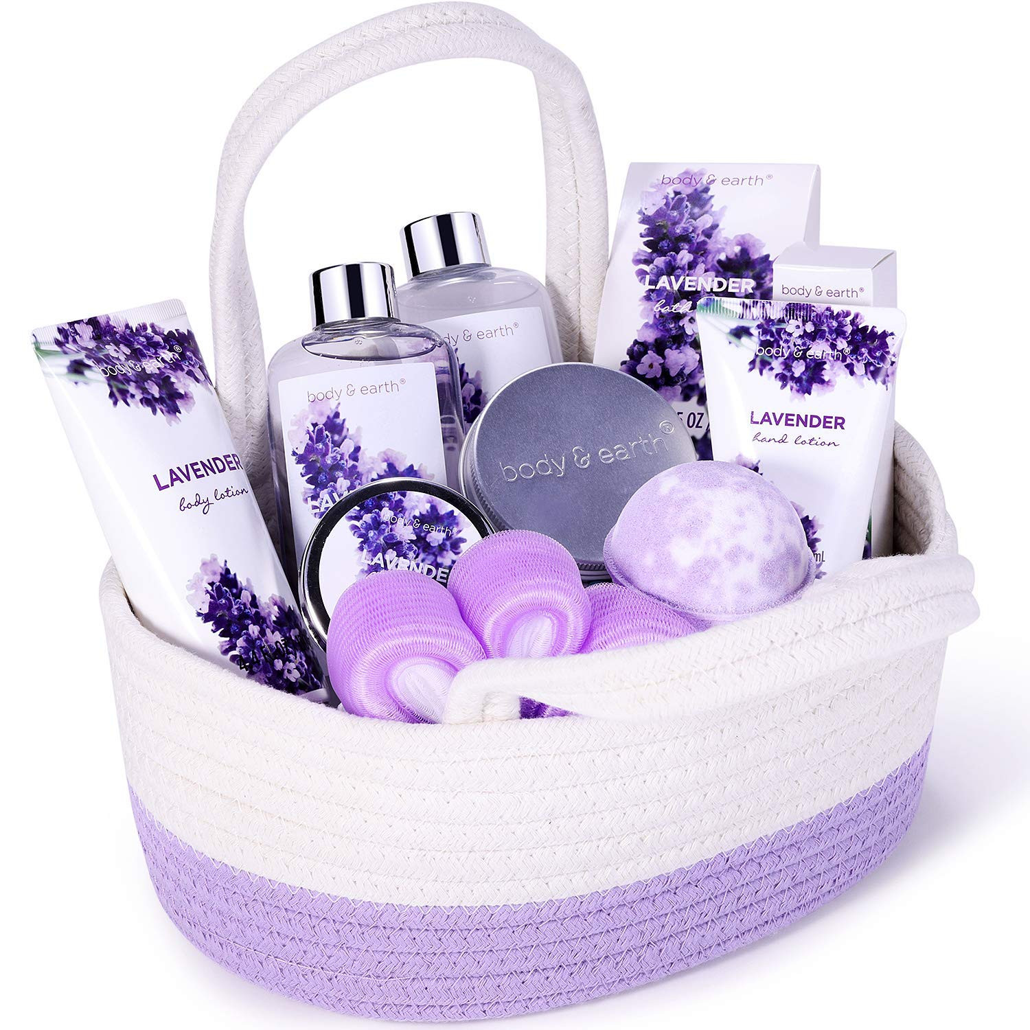 BODY & EARTH Geschenkset für Frauen - 11 tlg. Badeset Geschenke mit Lavendel