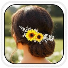 Sunflower Hair Vine Pearl Wedding Hair Piece Silver Crystal Hair Accessories