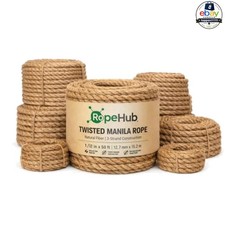 Manila Rope 1/4 in x 50 ft Natural Fiber 3-Strand Twisted Decorative Utility
