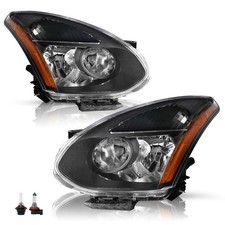Headlight Halogen 2008-2013 Rogue 2014-2015 Rogue Select Black Pair L R Bulbs