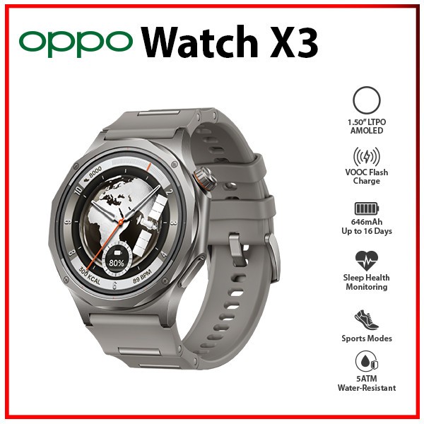 OPPO Watch X3 MISTY TITANIUM 2GB+32GB AMOLED Bluetooth Android iOS