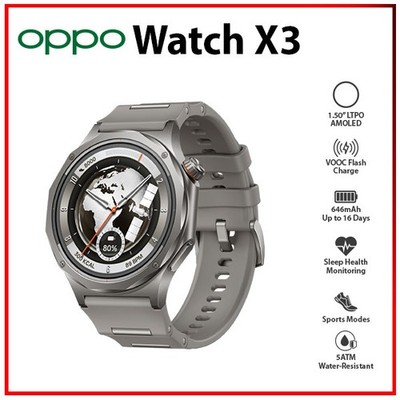 OPPO Watch X3 MISTY TITANIUM 2GB+32GB AMOLED Bluetooth Android iOS Smartwatch