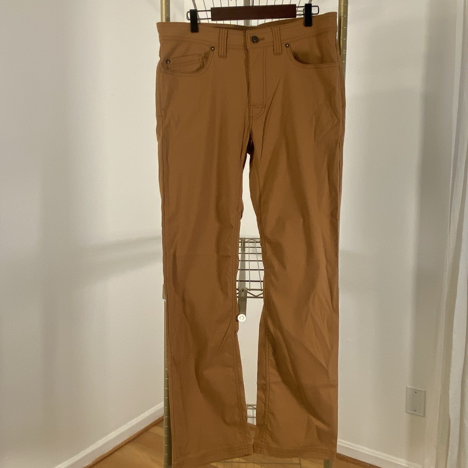 Prana Mens Brion Pants 32x32 Brown Slim Fit Straight Leg Mid Rise Outdoor Hiking