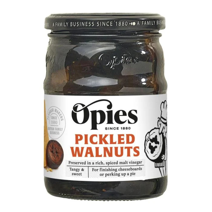 Opies Pickled Walnuts in Malt Vinegar 390g UK Traditional Condiment