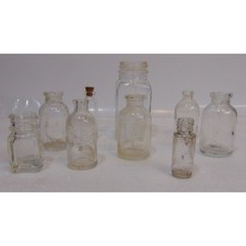 Antique Glass Medicine Bottles Lot of 9 Apothecary Pharmacy Drug Collectible VTG