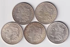 Lot of 5 1921 Morgan Silver Dollars-AU to BU details